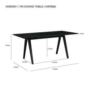 VARDEN 850X1700 DINING TABLE 114