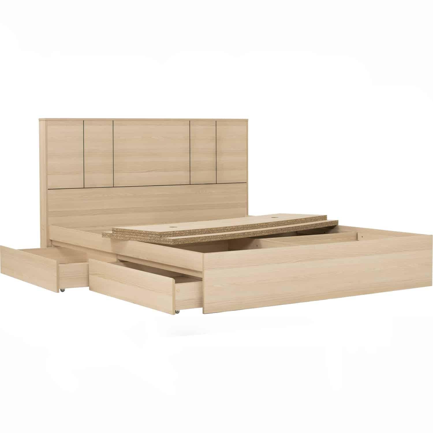 HARRINGTON QUEEN BED WITH STORAGE WITH 1900MM SIDE RAIL (FIT MATTRESS SIZE 1500X1900)