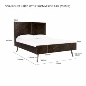 SIVAN QUEEN BED WITH 1900MM SIDE RAIL 822/1809