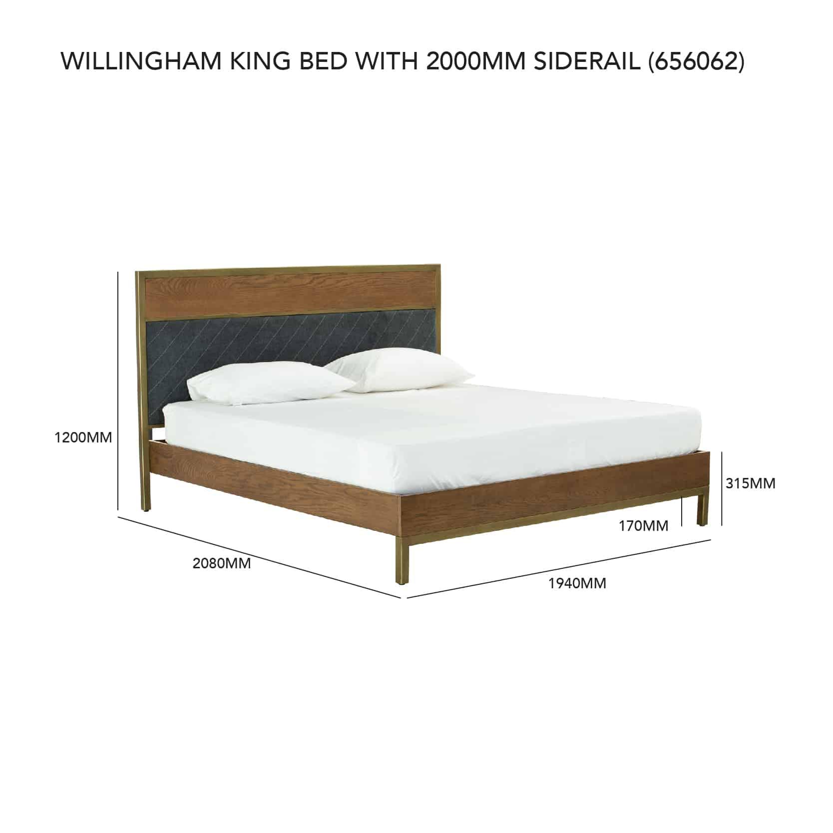 WILLINGHAM KING BED WITH 2000MM SIDE RAIL 823/1811 (#) - Image 4